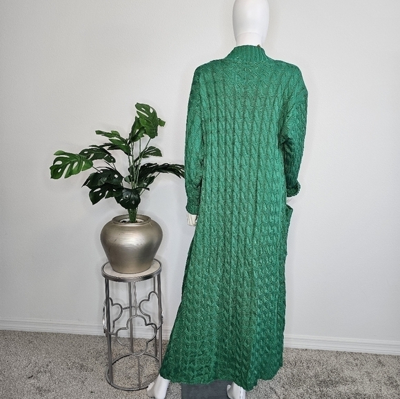 Cardigan Cable Knit Maxi Length Open Front Sweater - Picture 5 of 5